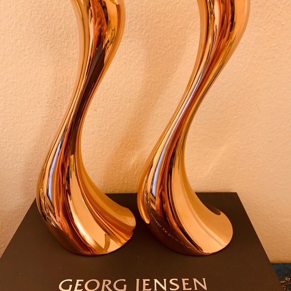 Georg Jensen 18k Rose Gold Medium Candleholder Set - Picture 2 of 8